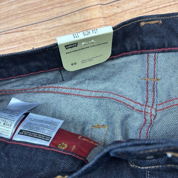 Levis 511 Slim Fit Skateboarding Jeans 34x30 Cordura Fabric Rigid Indigo - Picture 10 of 16